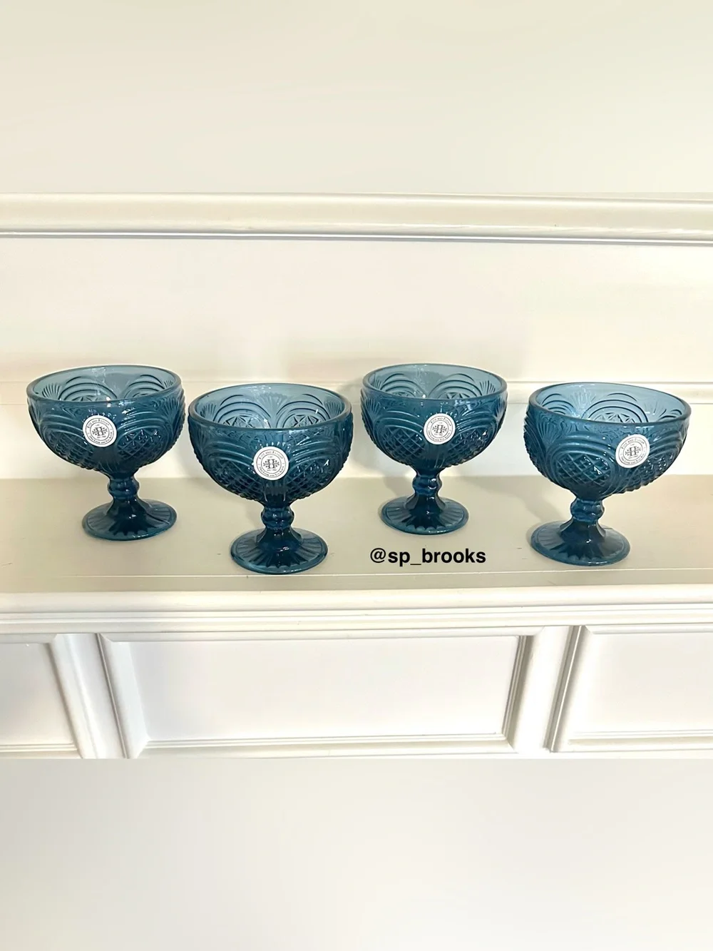 🎁4PC Fitz and Floyd Dessert Bowls - Sicily Blue Footed Dessert Bowls 11 ozs.
